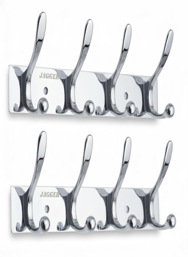 JAGGER JAG334 Wall Mounted Stainless Steel Wall Hooks for Hanging Cloth/Towel Hangers/Door Hangers/Hook Rail/Bthroom Hanger [ Combo Pack of 2 ] (Silver, 4 PIN Hook) - Image 1